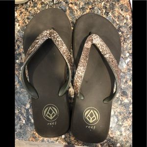 Reef flip flops gold glitter sandals